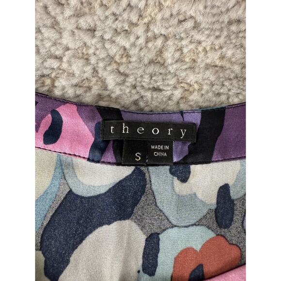 Theory Sz S Sleeveless Silky Blouse Artsy Abstract Print Top - Picture 5 of 6